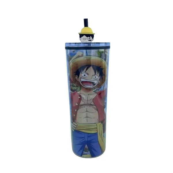 24 oz Double-Wall Plastic Cartoon 3D Topper Tumbler with Lid