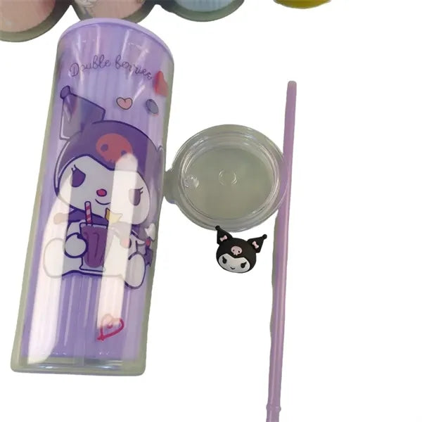 24 oz Double-Wall Plastic Cartoon 3D Topper Tumbler with Lid
