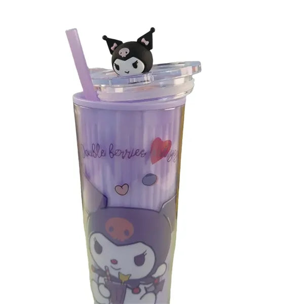 24 oz Double-Wall Plastic Cartoon 3D Topper Tumbler with Lid