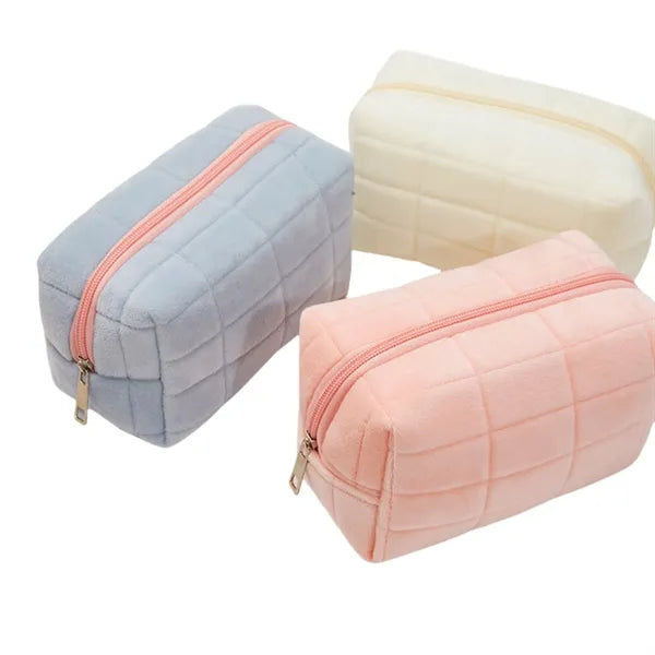 Plush Quilted Makeup Bag