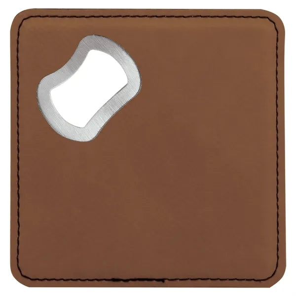 4"x4" Square Dark Brown Coaster w/ Bottle Opener