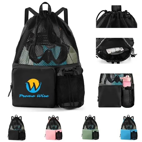 Large Capacity Waterproof Drawstring Bag Transparent Mesh