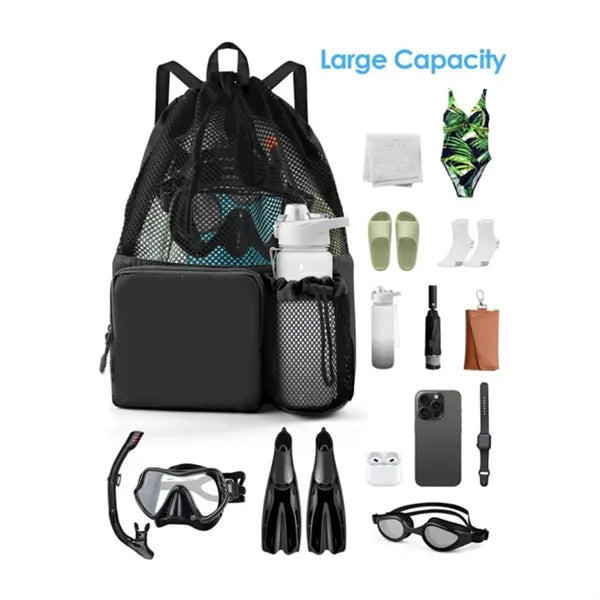 Large Capacity Waterproof Drawstring Bag Transparent Mesh