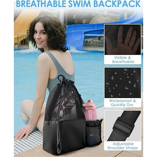Large Capacity Waterproof Drawstring Bag Transparent Mesh