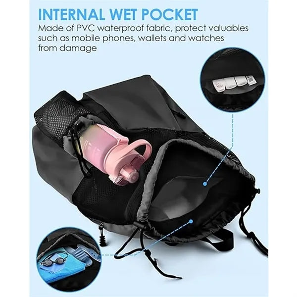 Large Capacity Waterproof Drawstring Bag Transparent Mesh