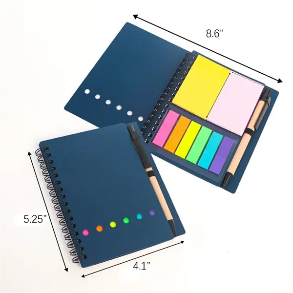 Kraft Paper Spiral Sticky Notebook with Pen