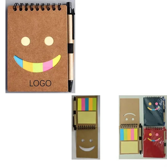 Spiral Notebook Pen Set W/ Smile Face