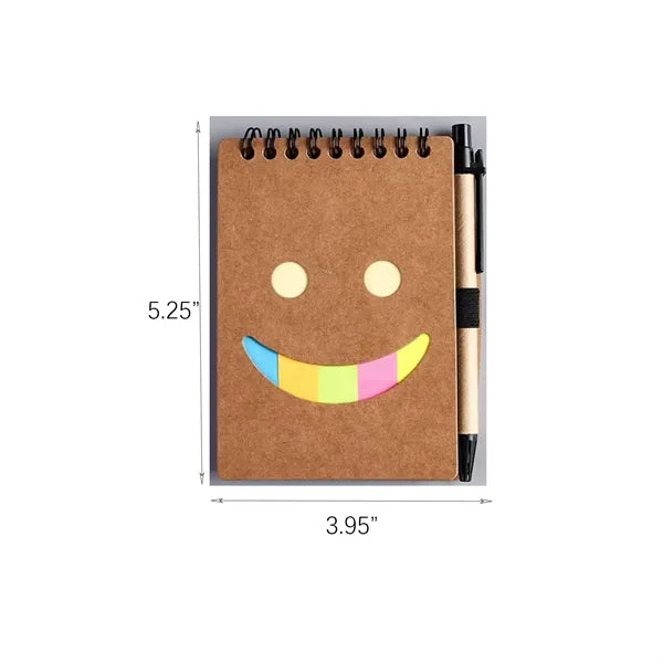 Spiral Notebook Pen Set W/ Smile Face