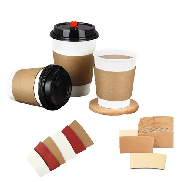 Full Color Logo Kraft Disposable Coffee Cup Sleeves