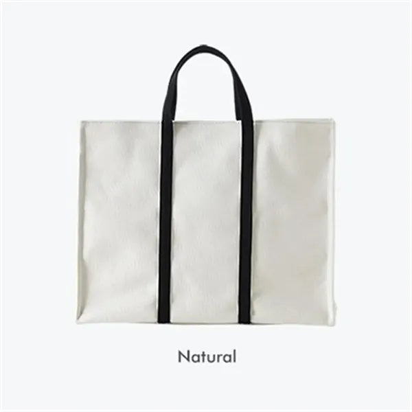 Black and White Canvas Tote, Large Capacity Daily Use