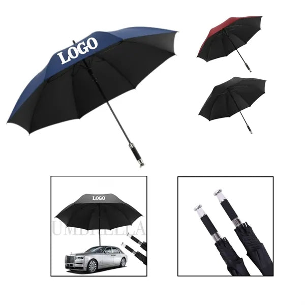 A golf umbrella with customizable brand logo for cars