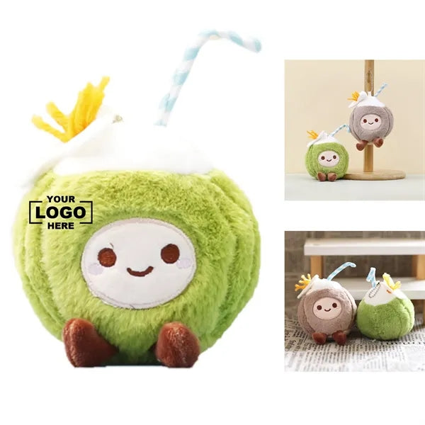 5 Inch Tropical Coconut Stuffed Fruit Doll Plush Keychain