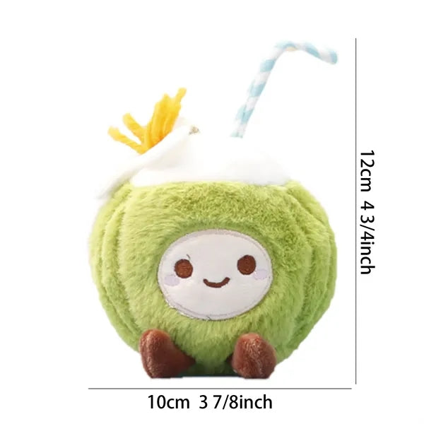 5 Inch Tropical Coconut Stuffed Fruit Doll Plush Keychain