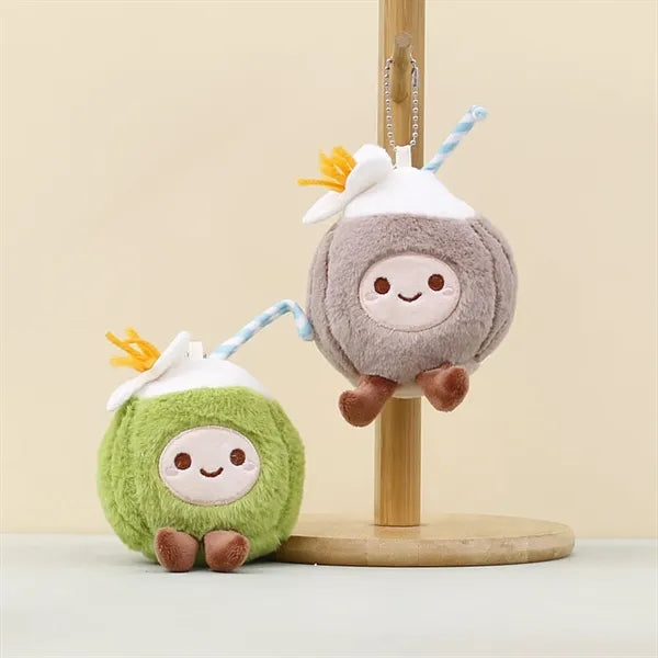 5 Inch Tropical Coconut Stuffed Fruit Doll Plush Keychain