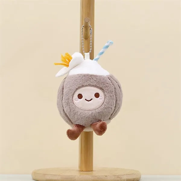 5 Inch Tropical Coconut Stuffed Fruit Doll Plush Keychain