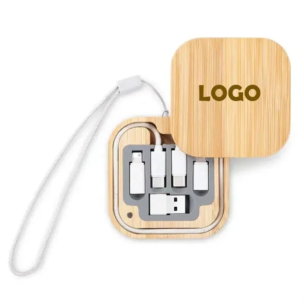 6 In1 USB Adapter Cable Kit Set With Round Wooden Box