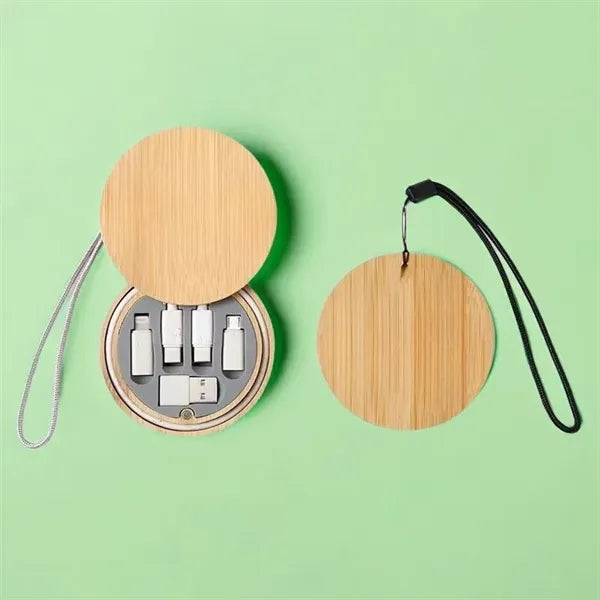 6 In1 USB Adapter Cable Kit Set With Round Wooden Box
