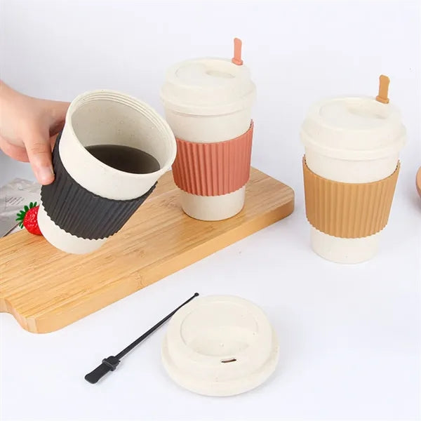 16oz Wheat Straw Tumbler Unbreakable Drinking Cup