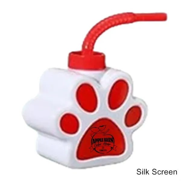 10 oz Paw-Shaped Sipper Plastic Bottle with Flexible Straw