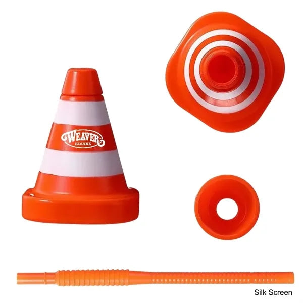 10 oz Traffic Construction Cone Drink Bottle with Straw