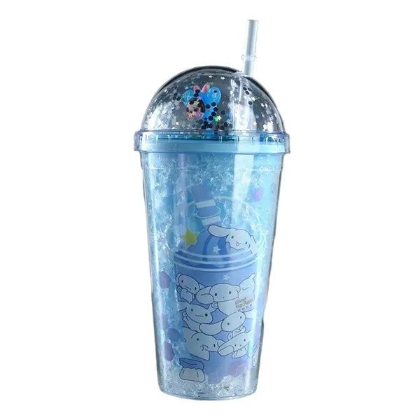15oz LED Light Up Double Layer Plastic Straw Cup