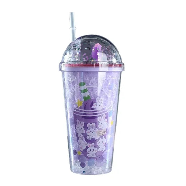 15oz LED Light Up Double Layer Plastic Straw Cup