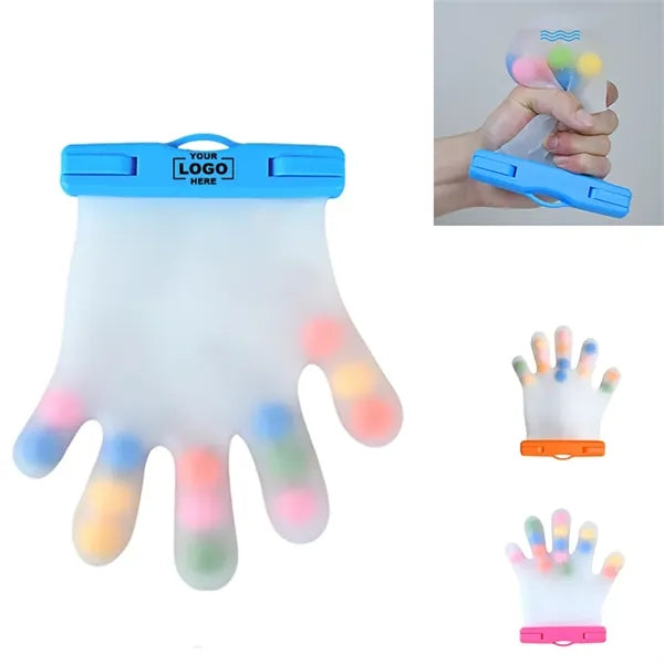 Silicone Stress Relief Glove Toy with Colorful Beads