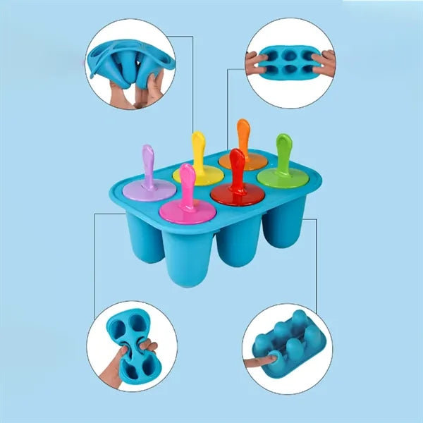 Silicone Ice Pop Mold With 6 Slots