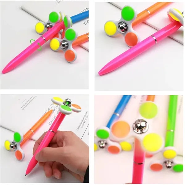 Plastic Pen With Colorful Spinner Top