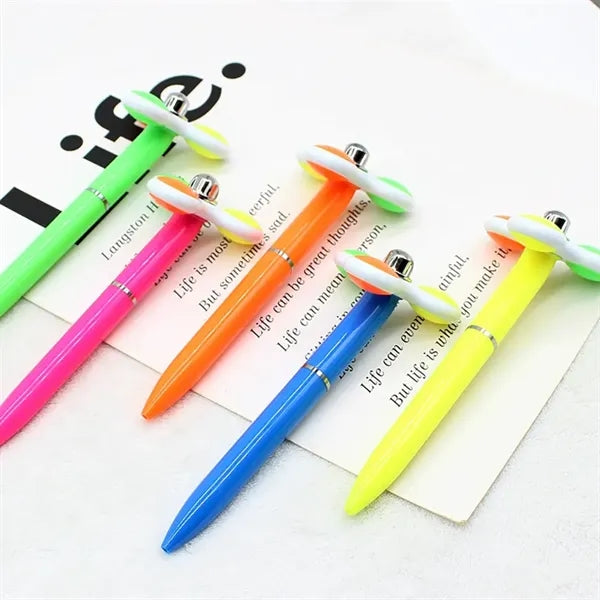 Plastic Pen With Colorful Spinner Top