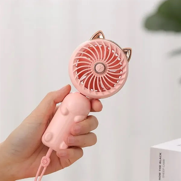 Cute Portable Mini Hand Held Fan with USB Rechargeable