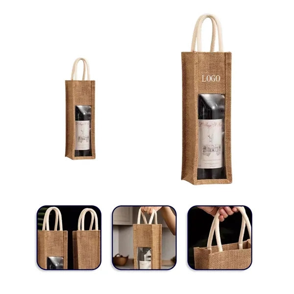 Natural Jute Wine Carry Bag