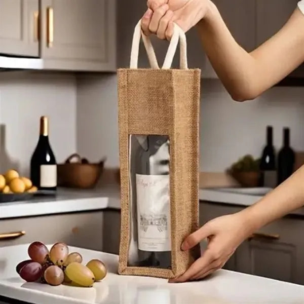 Natural Jute Wine Carry Bag