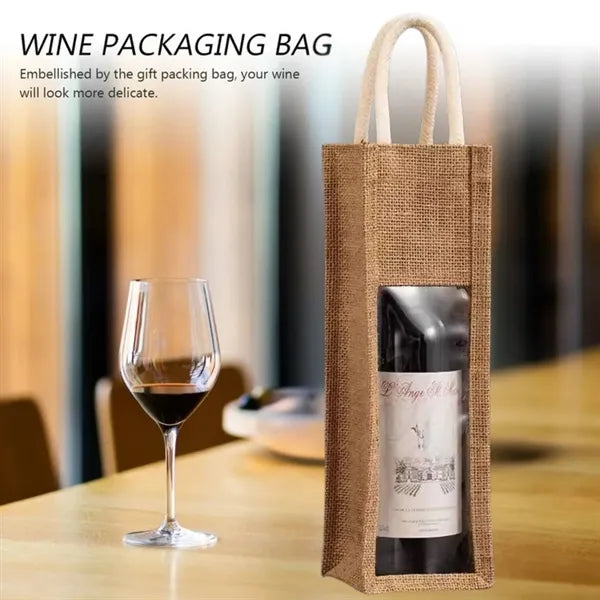 Natural Jute Wine Carry Bag
