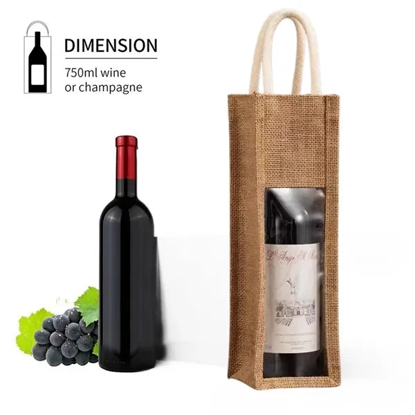 Natural Jute Wine Carry Bag