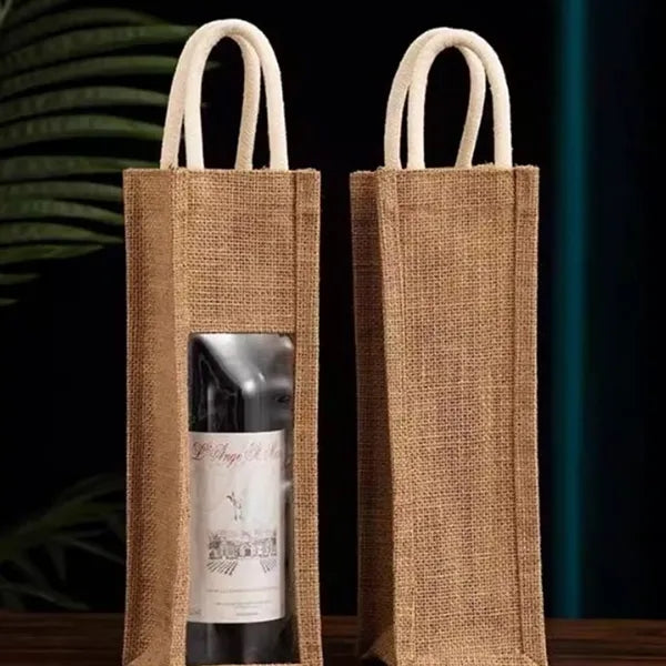 Natural Jute Wine Carry Bag