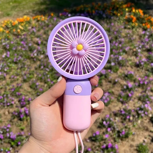 Cute Handheld Mini Fan Portable & USB Rechargeable Light