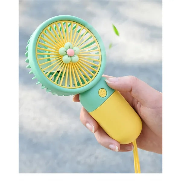 Cute Handheld Mini Fan Portable & USB Rechargeable Light