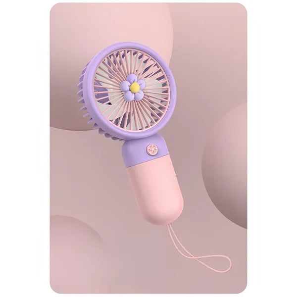 Cute Handheld Mini Fan Portable & USB Rechargeable Light