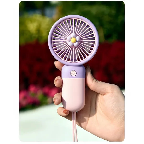 Cute Handheld Mini Fan Portable & USB Rechargeable Light