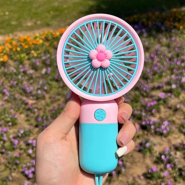 Cute Handheld Mini Fan Portable & USB Rechargeable Light