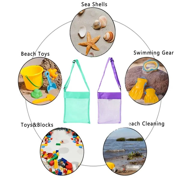 Kids Shell Toy Collection Beach Mesh Bag