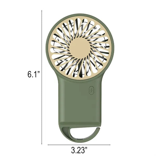 3 Speed USB C Rechargeable Handheld Fan w/ Desk Stand & Hook