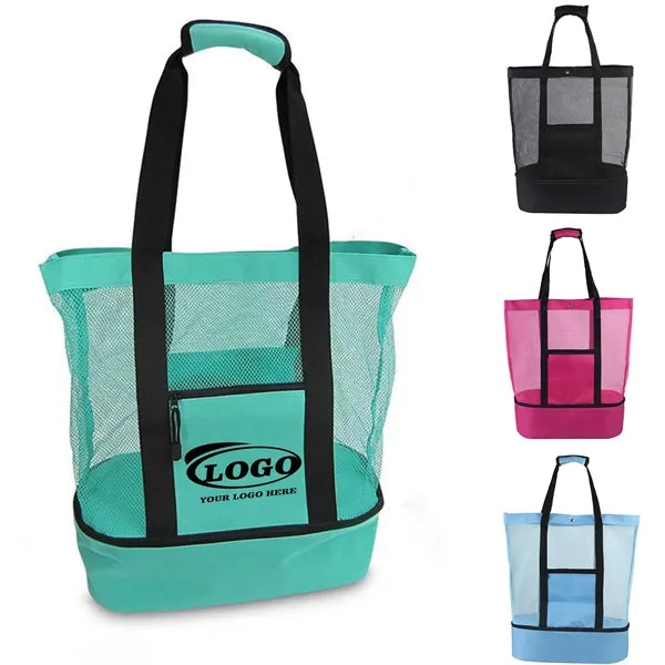Insulated Double Layer Beach Carryall Tote Cooler Bag