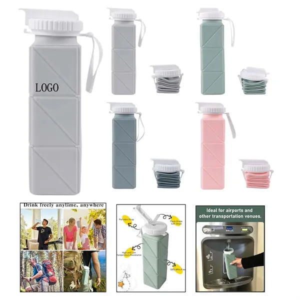 Square Silicone Water Cup With Lid