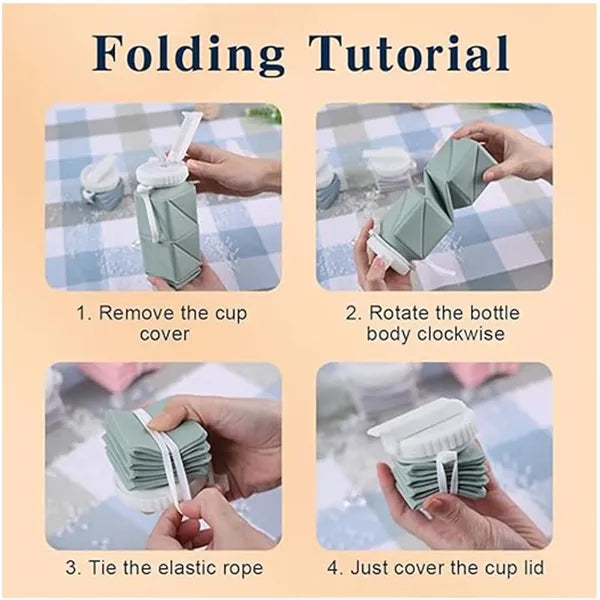 Square Silicone Water Cup With Lid