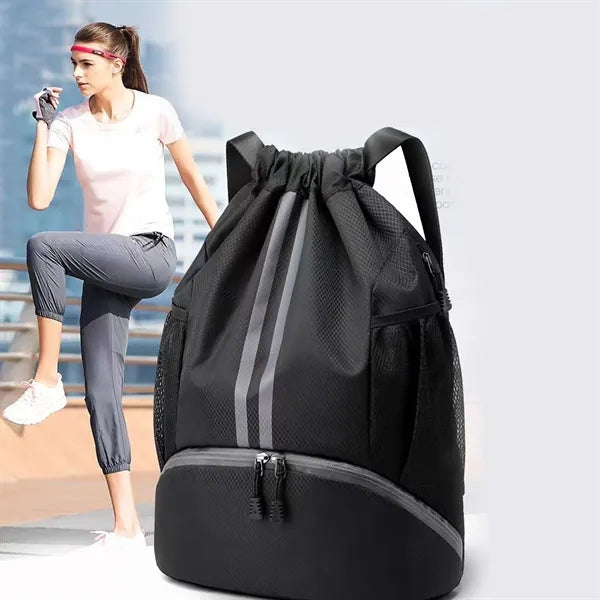 Drawstring Gym Bag with Wet Storage