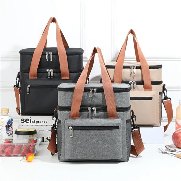 Double-Layer Insulated Lunch Bag for Men Women