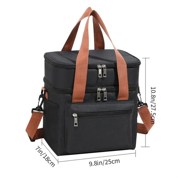 Double-Layer Insulated Lunch Bag for Men Women
