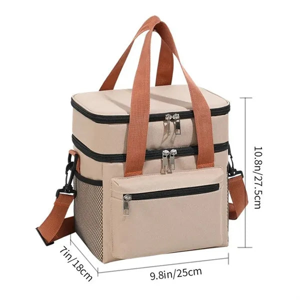 Double-Layer Insulated Lunch Bag for Men Women